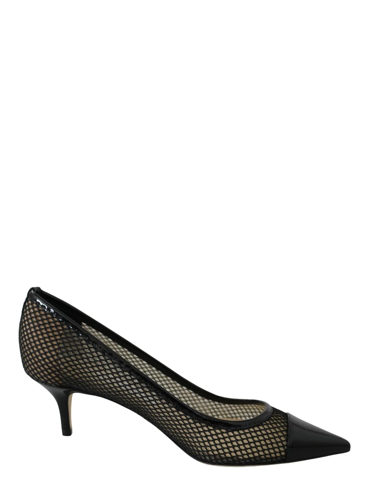 Black Mesh and Leather Amika 50 Pumps