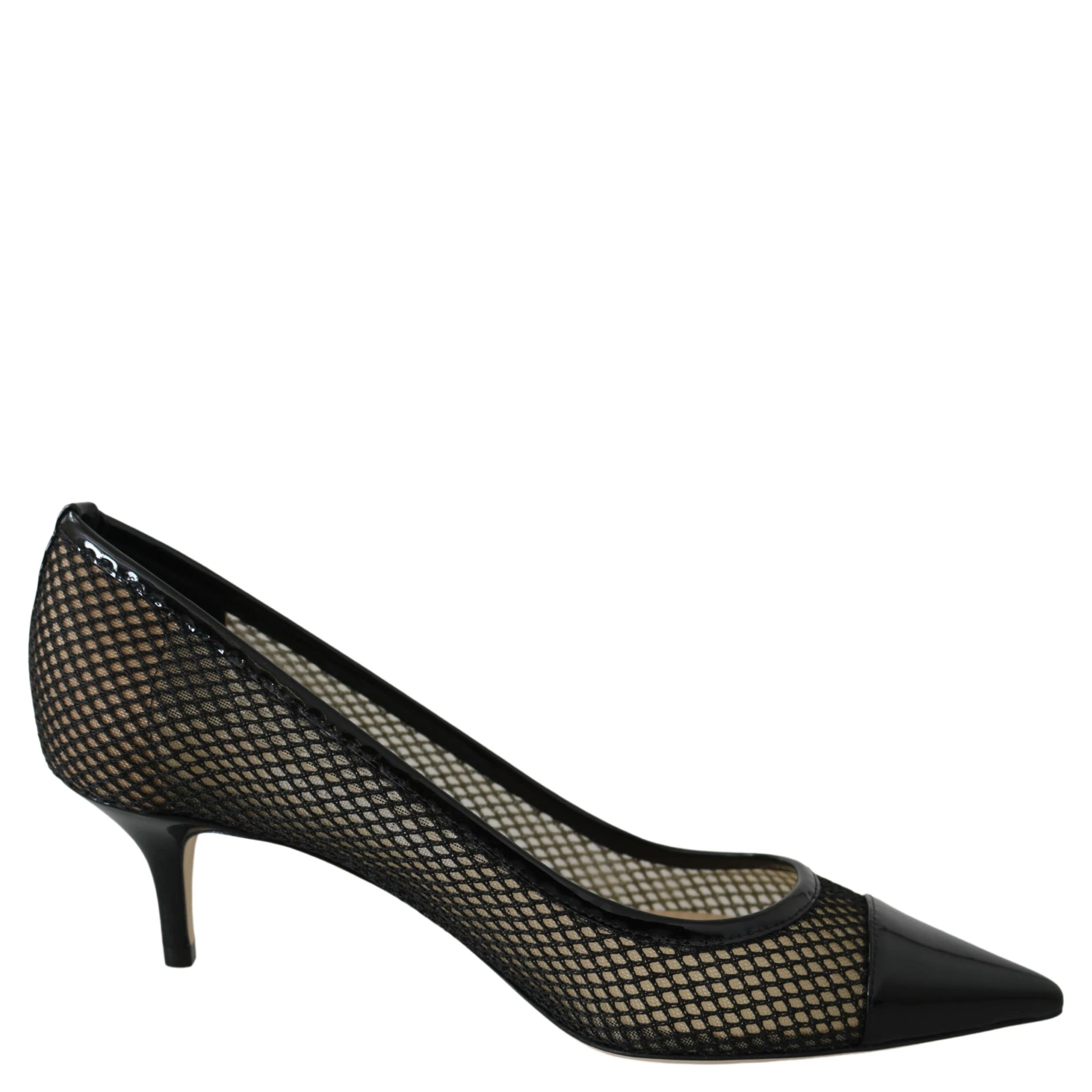 Black Mesh and Leather Amika 50 Pumps