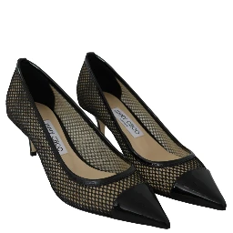Black Mesh and Leather Amika 50 Pumps