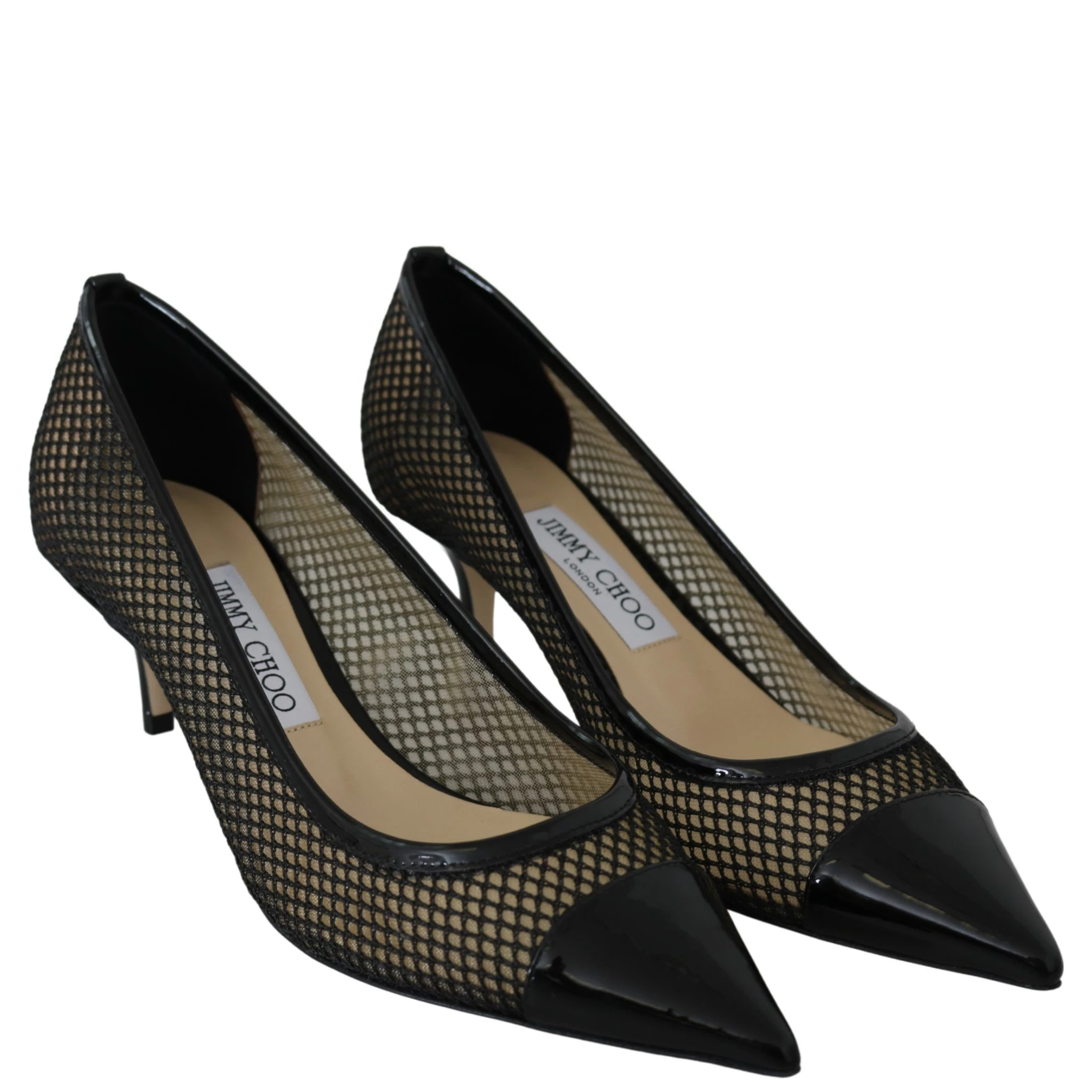 Black Mesh and Leather Amika 50 Pumps