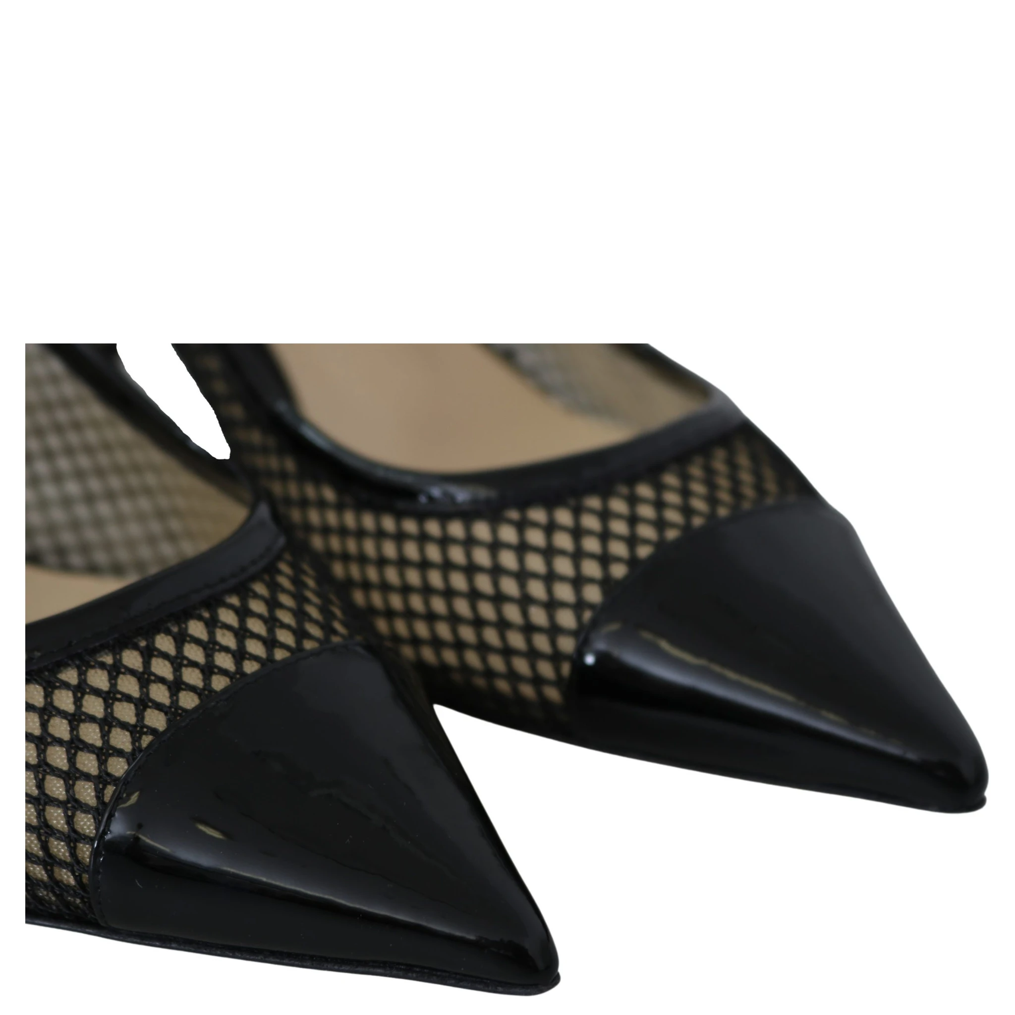 Black Mesh and Leather Amika 50 Pumps