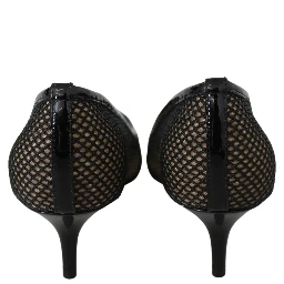 Black Mesh and Leather Amika 50 Pumps