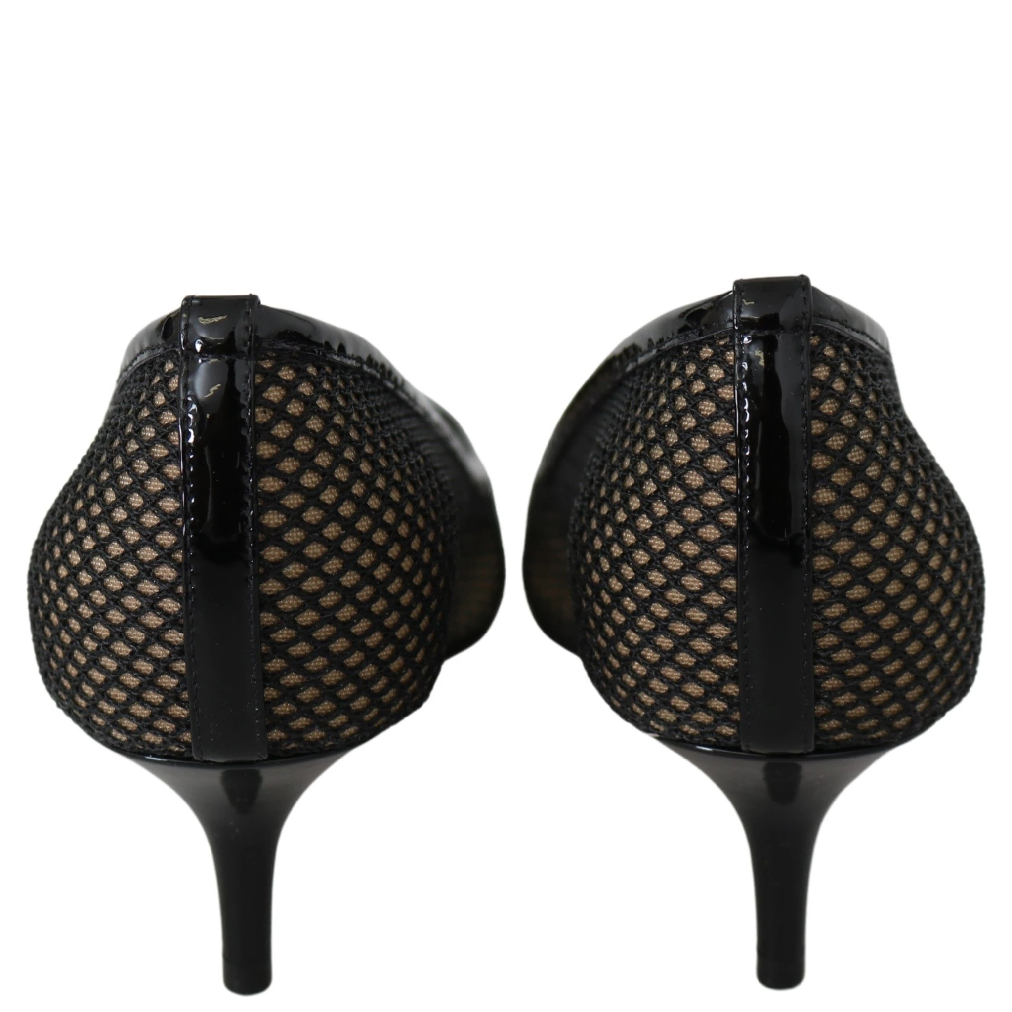 Black Mesh and Leather Amika 50 Pumps
