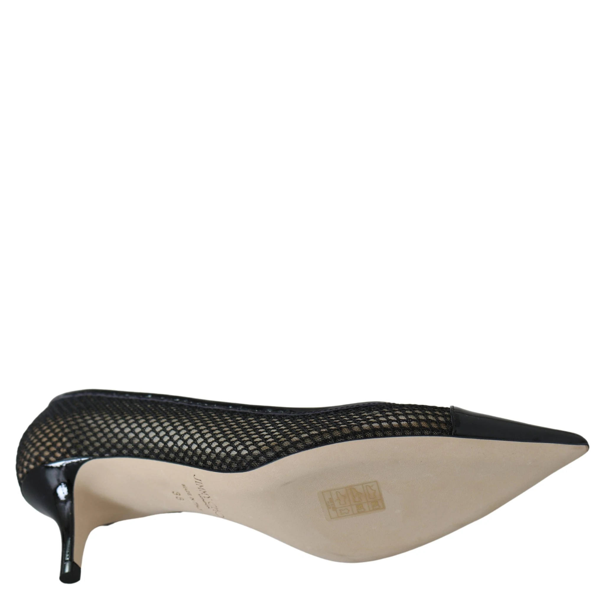 Black Mesh and Leather Amika 50 Pumps