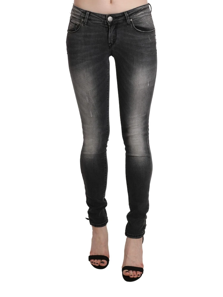Black Gray Washed Skinny Trouser Cotton Jeans