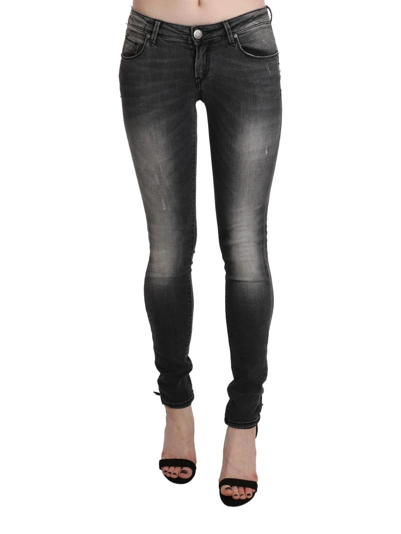 Black Gray Washed Skinny Trouser Cotton Jeans
