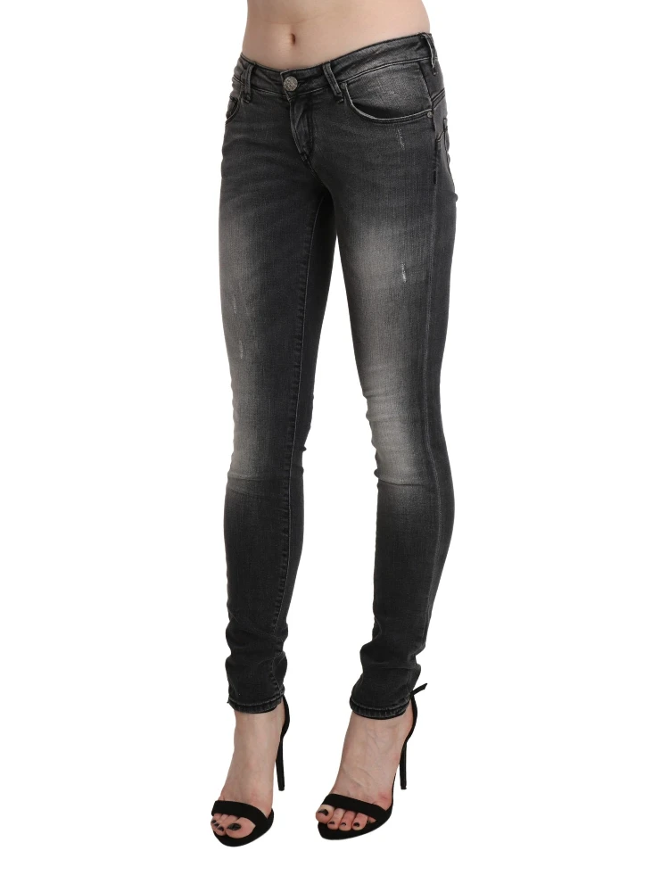 Black Gray Washed Skinny Trouser Cotton Jeans alternative