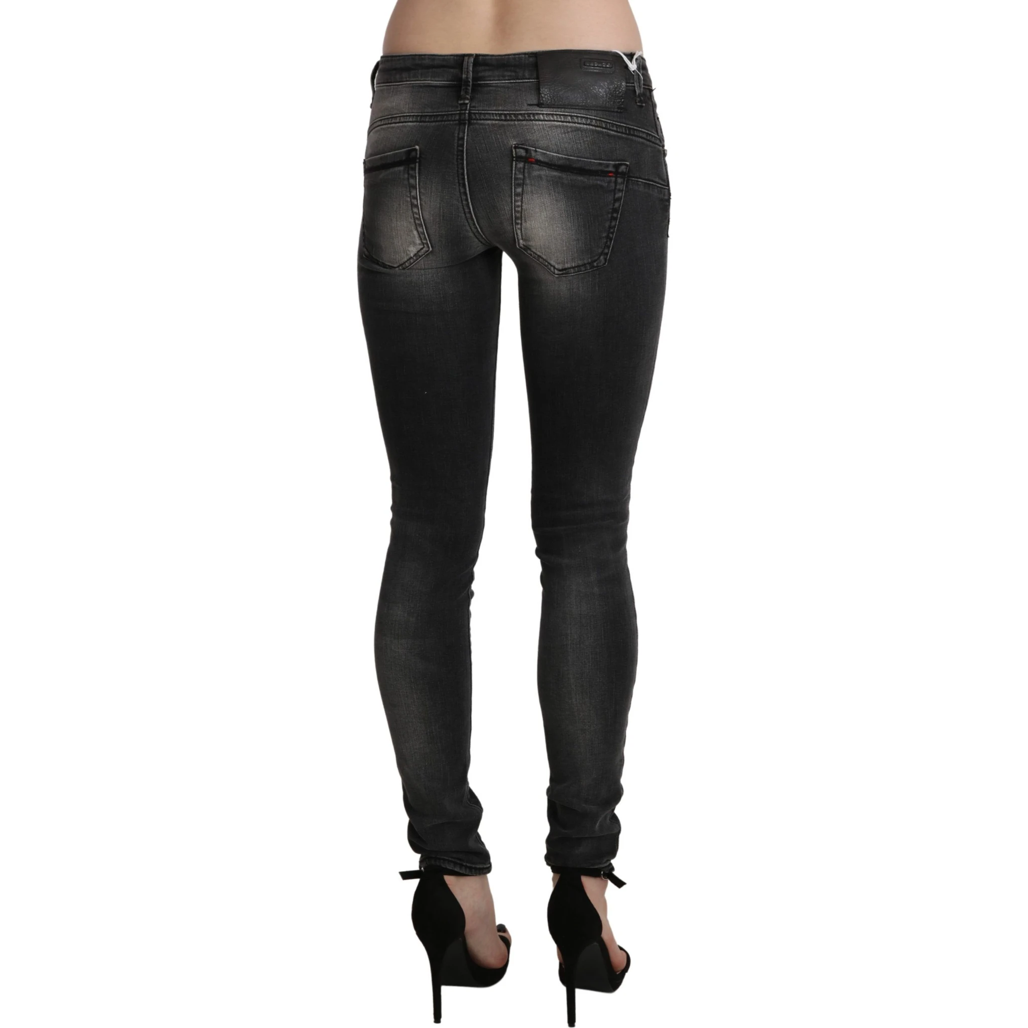 Black Gray Washed Skinny Trouser Cotton Jeans