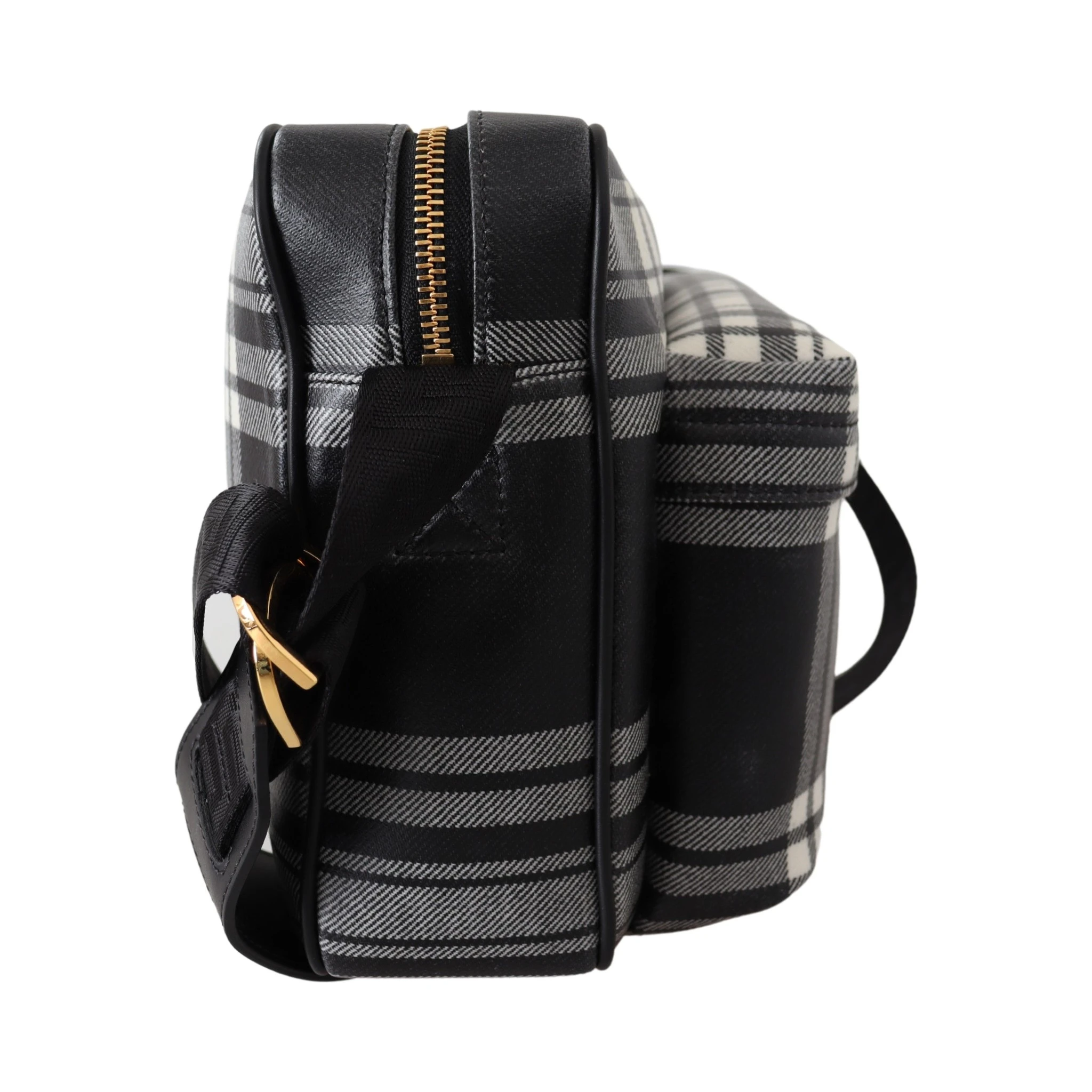 Grey Fabric & Leather Crossbody Bag