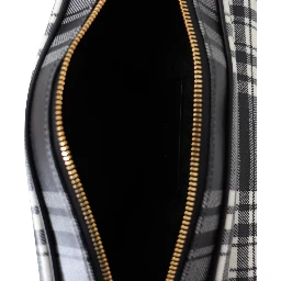 Grey Fabric & Leather Crossbody Bag