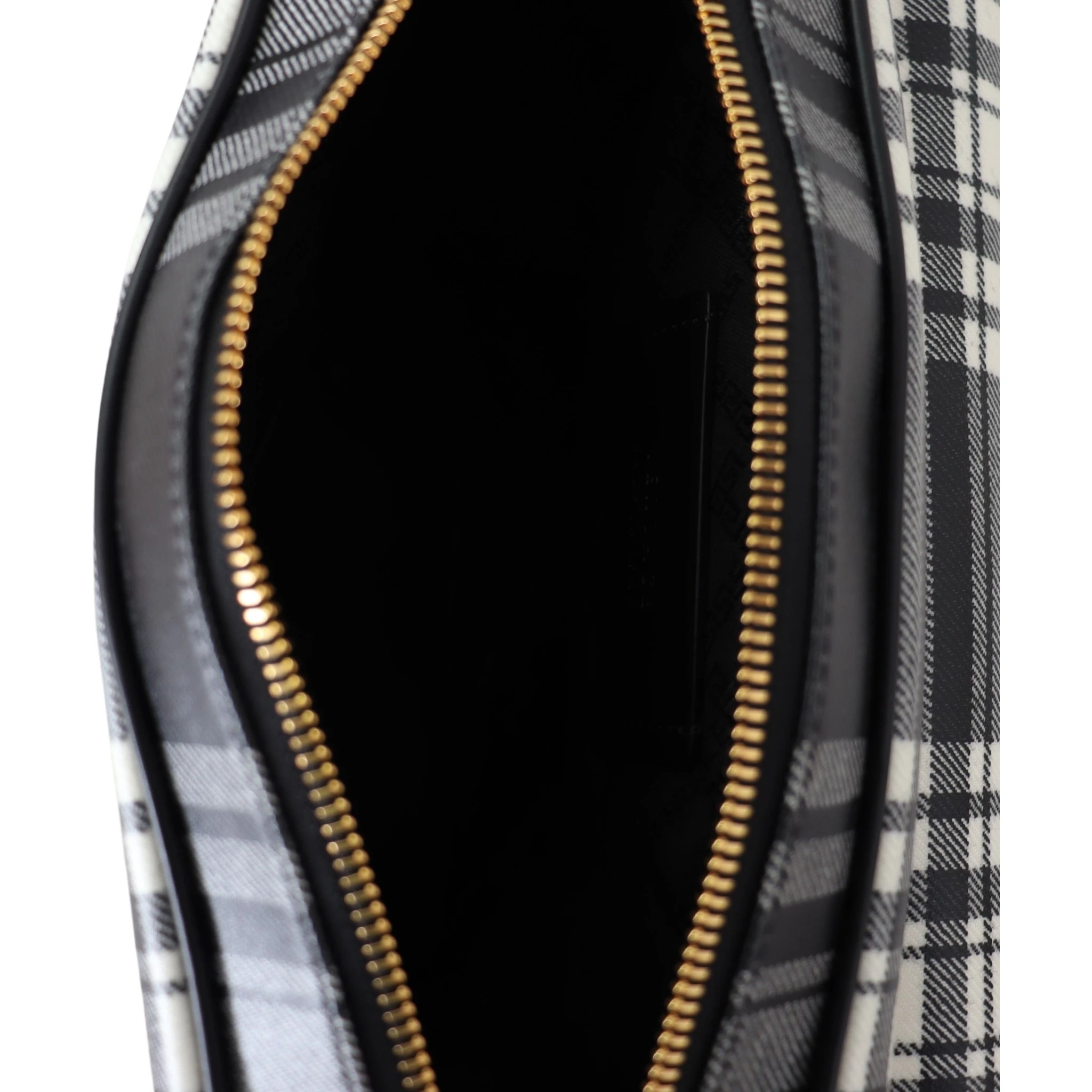 Grey Fabric & Leather Crossbody Bag