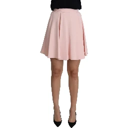 Pink Tuck Pleat Flare A-line Mini Rayon