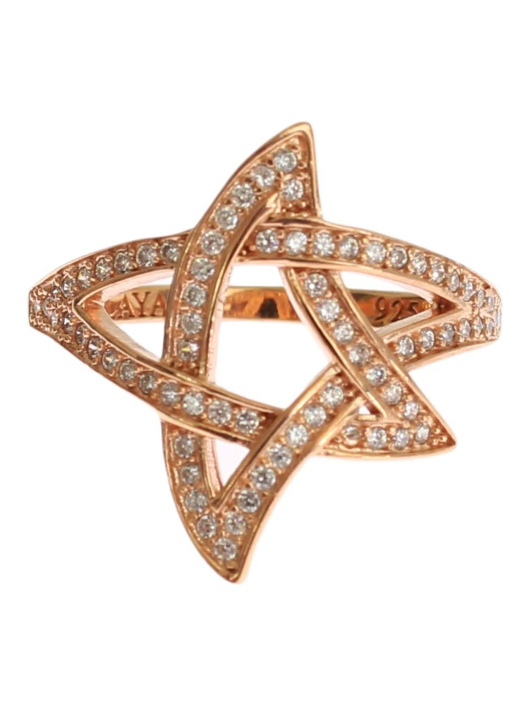 Womens Clear CZ Gold 925 Silver Ring