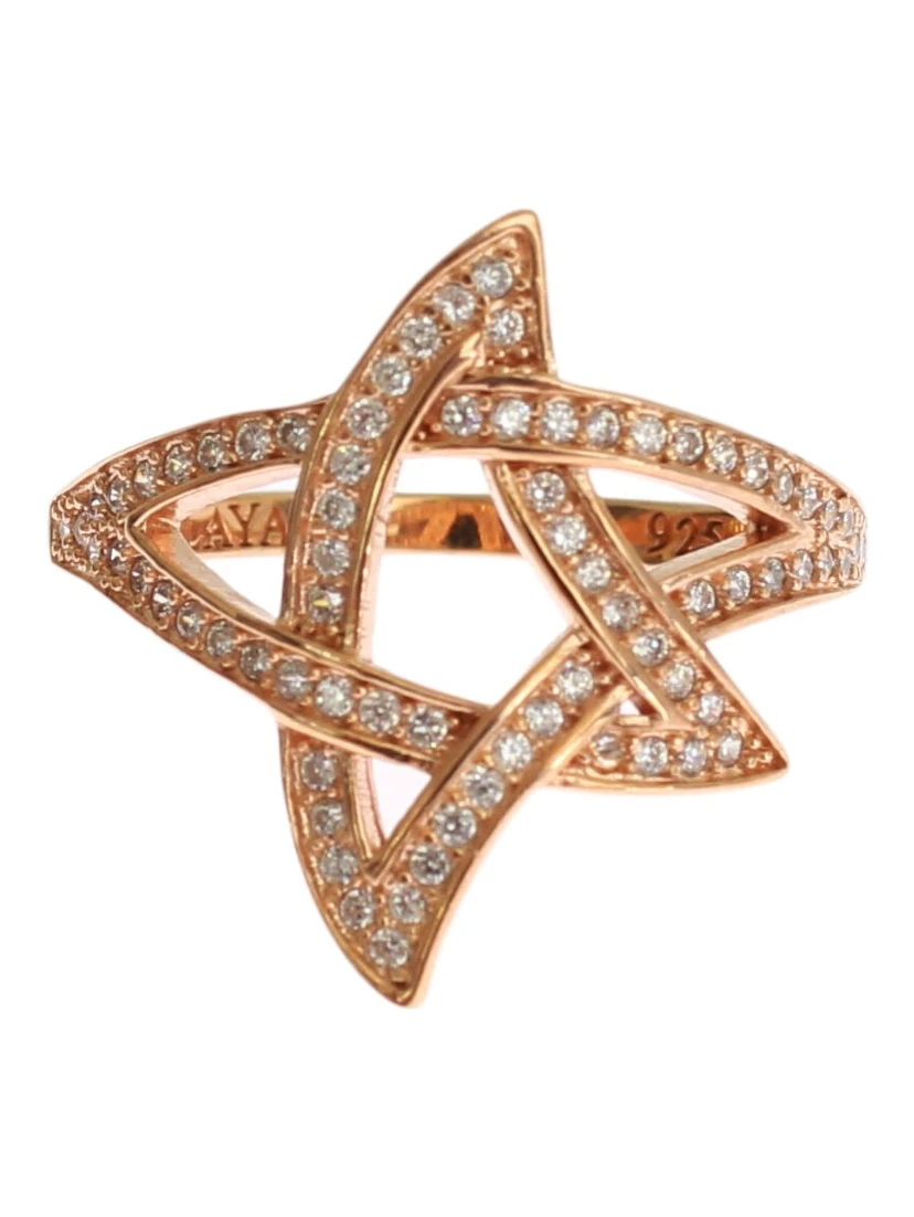 Womens Clear CZ Gold 925 Silver Ring