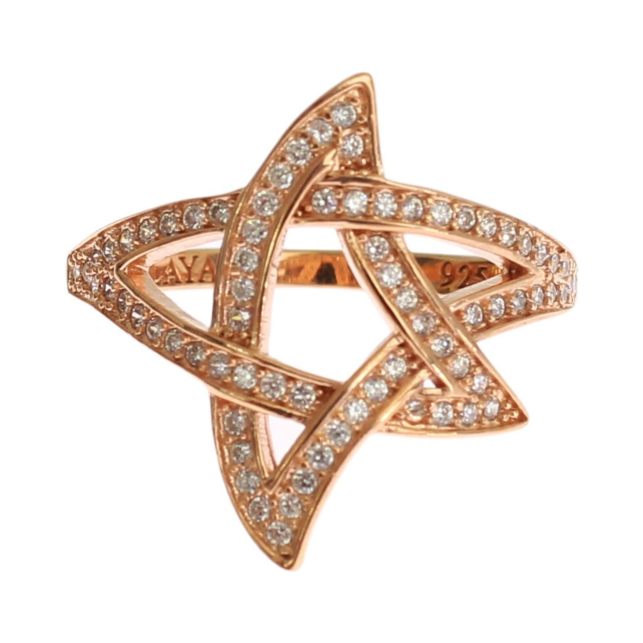 Womens Clear CZ Gold 925 Silver Ring