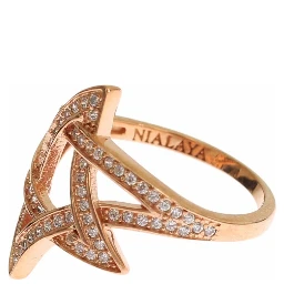 Womens Clear CZ Gold 925 Silver Ring