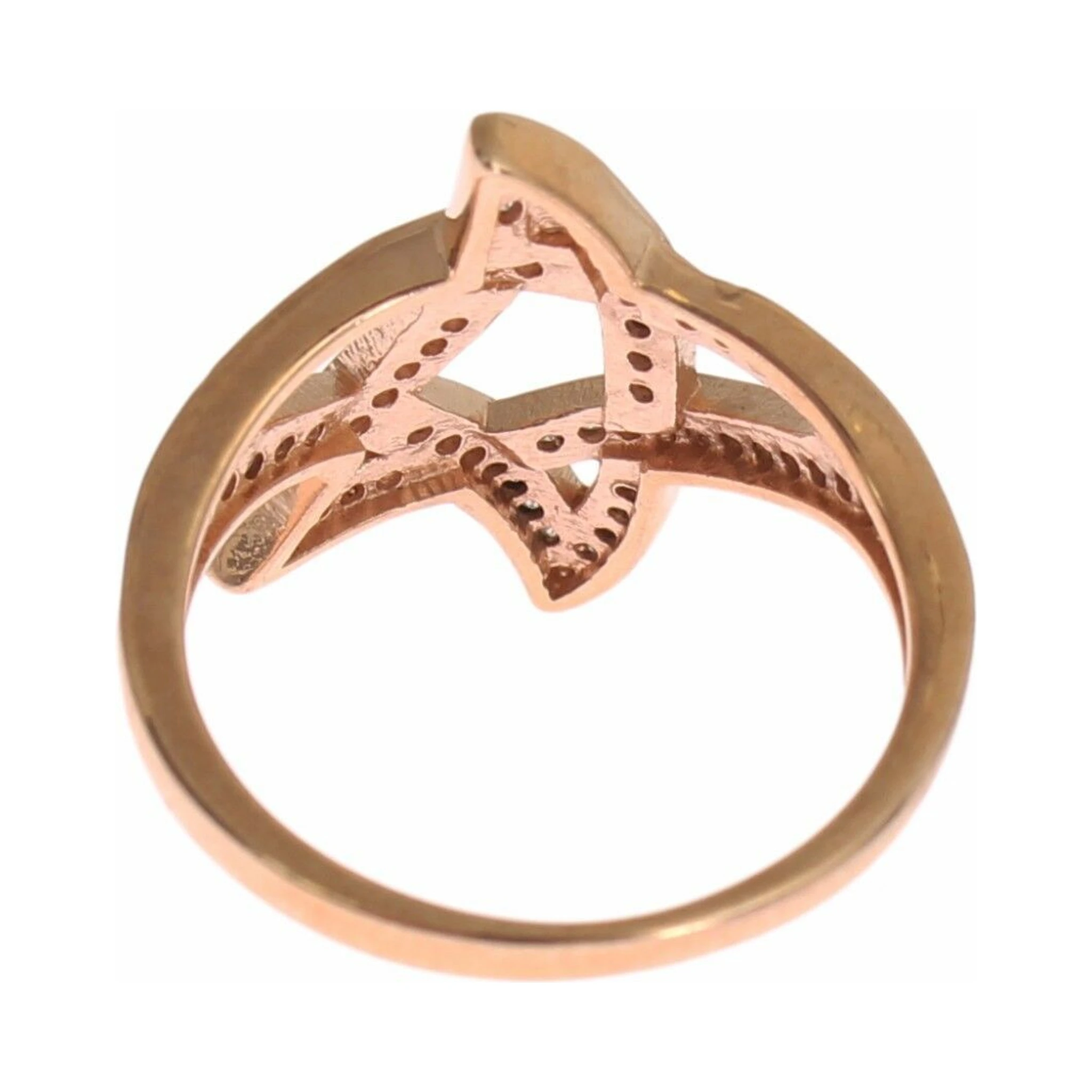 Womens Clear CZ Gold 925 Silver Ring