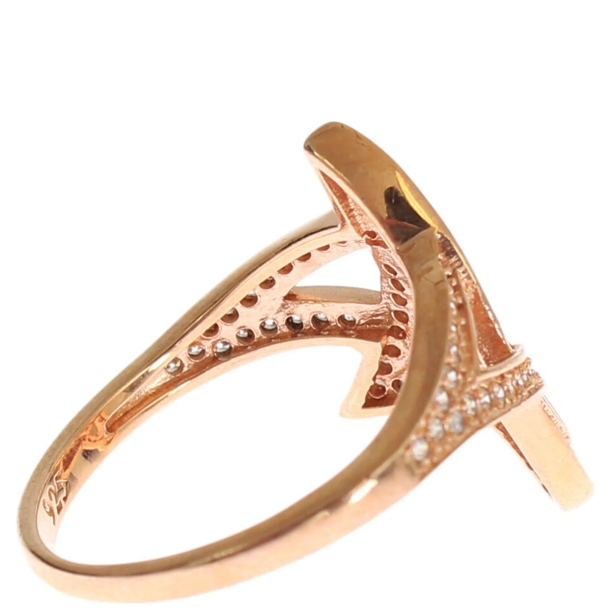 Womens Clear CZ Gold 925 Silver Ring