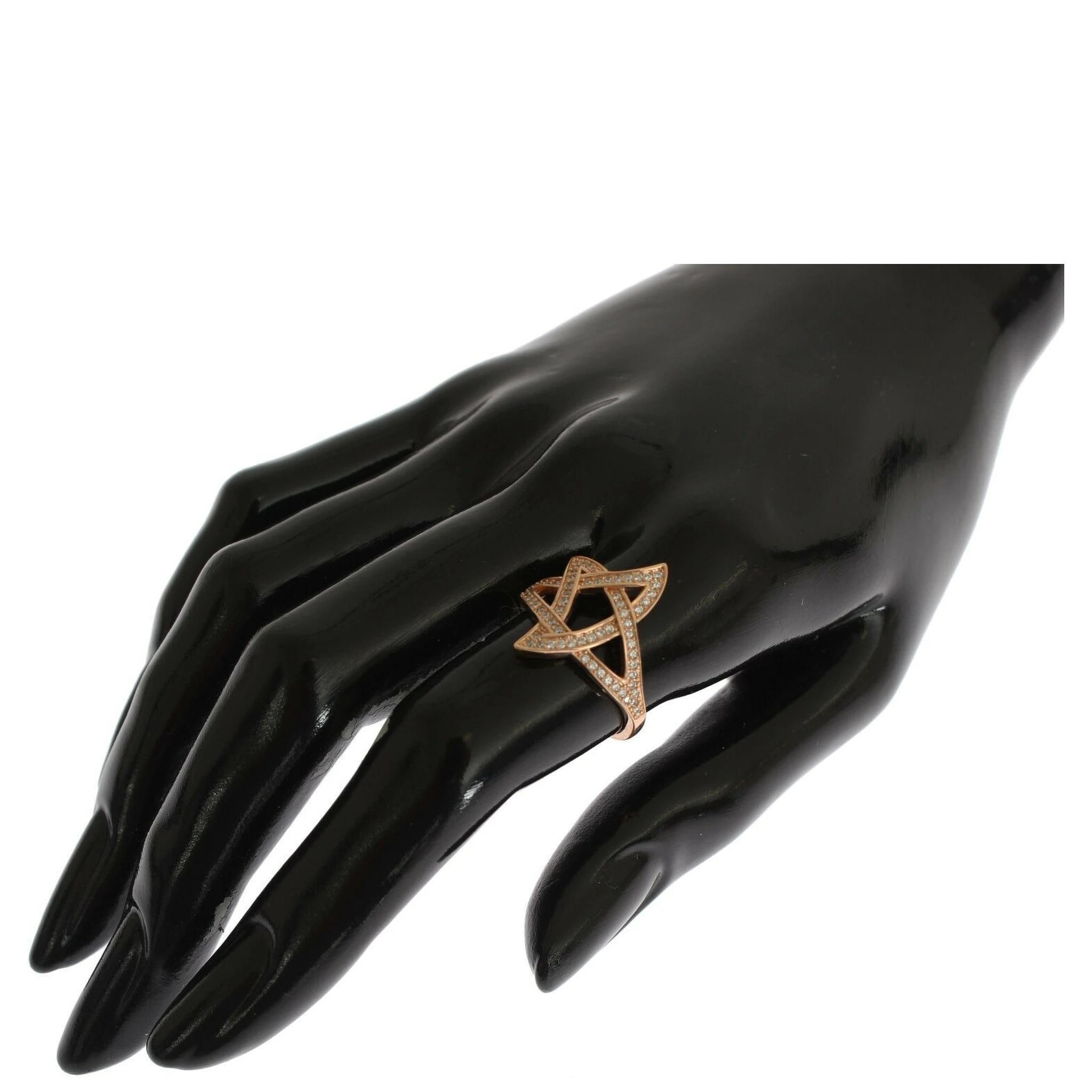 Womens Clear CZ Gold 925 Silver Ring