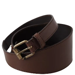 Brown Leather Gold Metal Buckle Belt