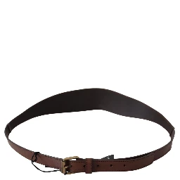 Brown Leather Gold Metal Buckle Belt
