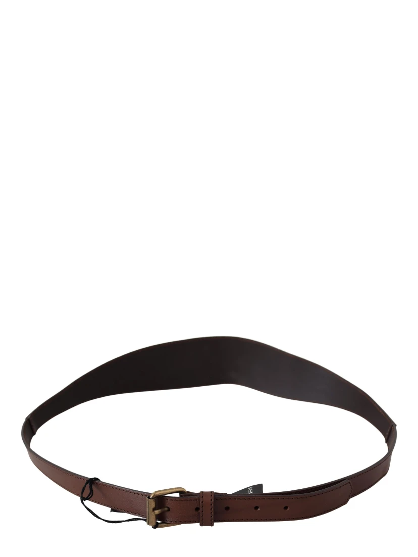 Brown Leather Gold Metal Buckle Belt