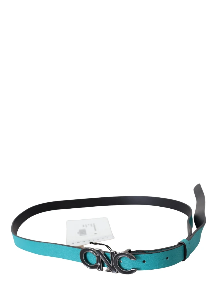 Blue Green Leather Logo Silver Buckle Belt alternative