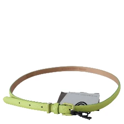 Green Leather Chartreuse Silver Green Buckle Belt