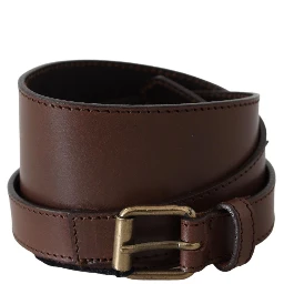 Brown Wide Leather Rustic Gold Metal Buckle Dark