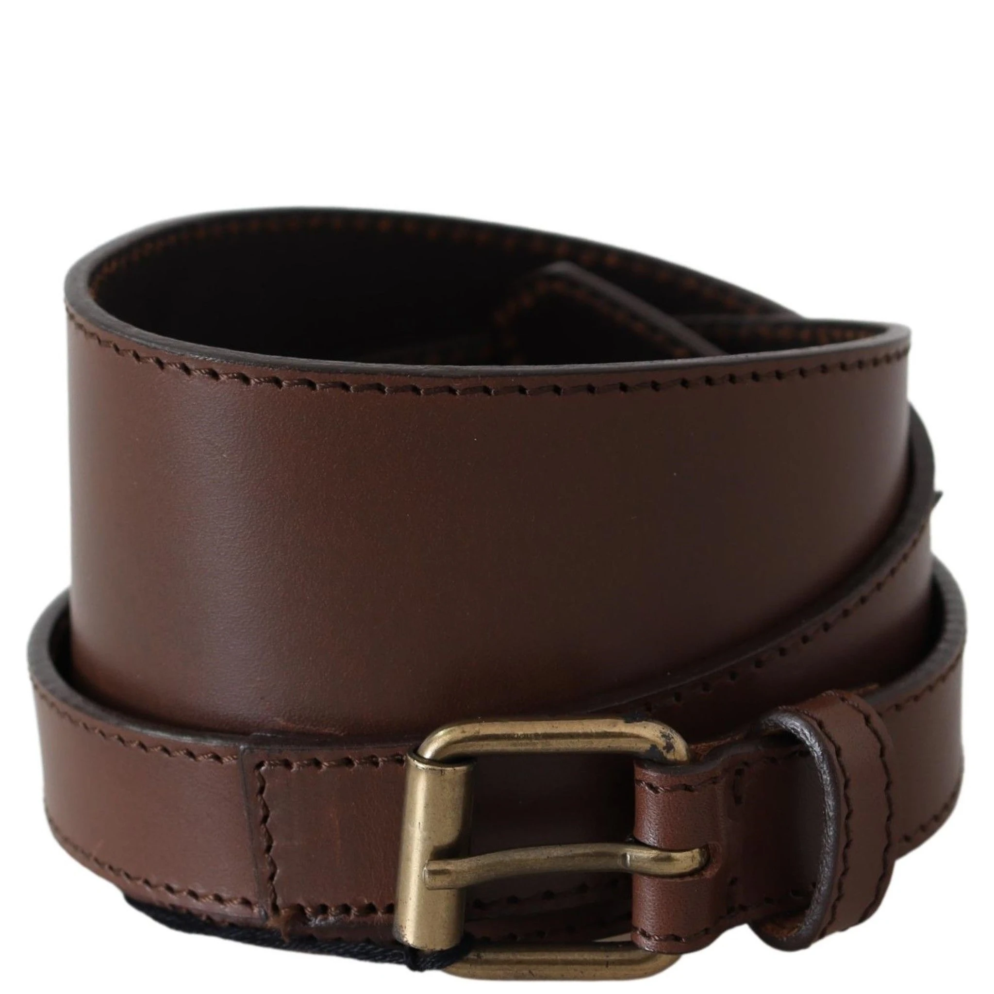 Brown Wide Leather Rustic Gold Metal Buckle Dark