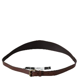 Brown Wide Leather Rustic Gold Metal Buckle Dark