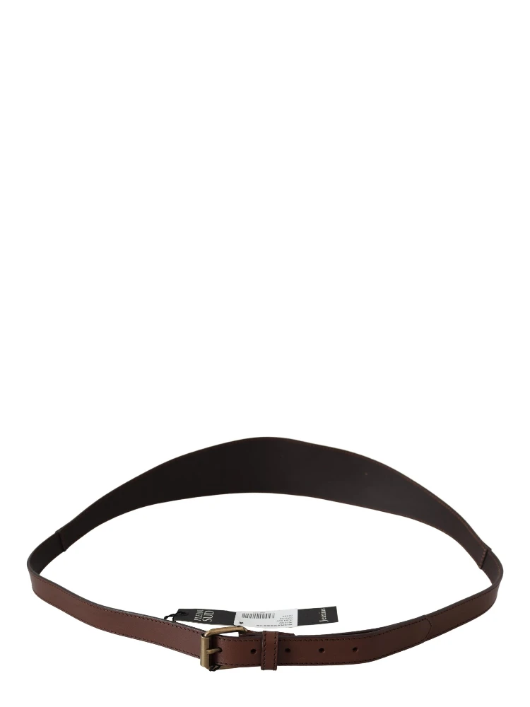 Brown Wide Leather Rustic Gold Metal Buckle Dark alternative