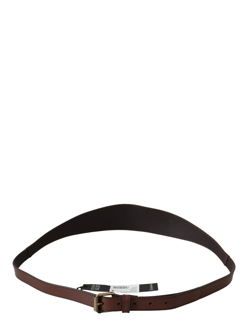 Brown Wide Leather Rustic Gold Metal Buckle Dark