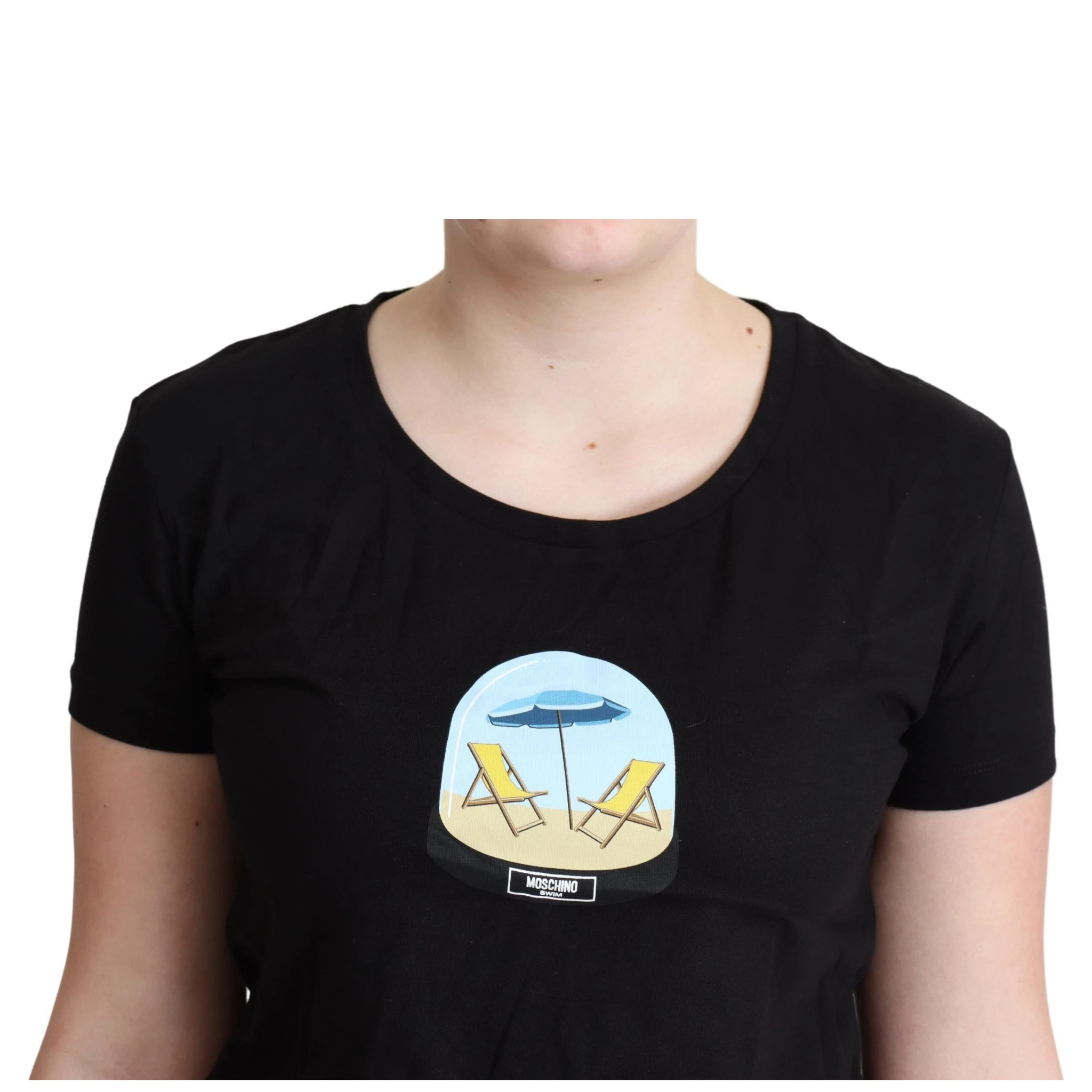 Black Printed Cotton Short Sleeves T-shirt