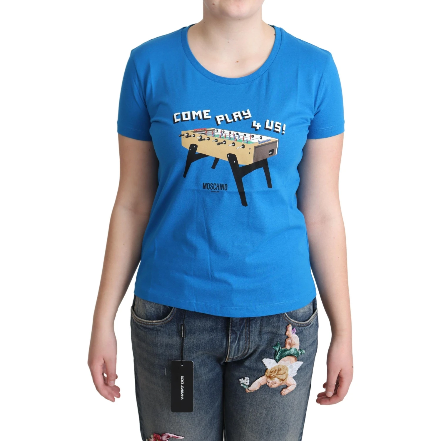 Blue Cotton Come Play 4 Us Print T-shirt