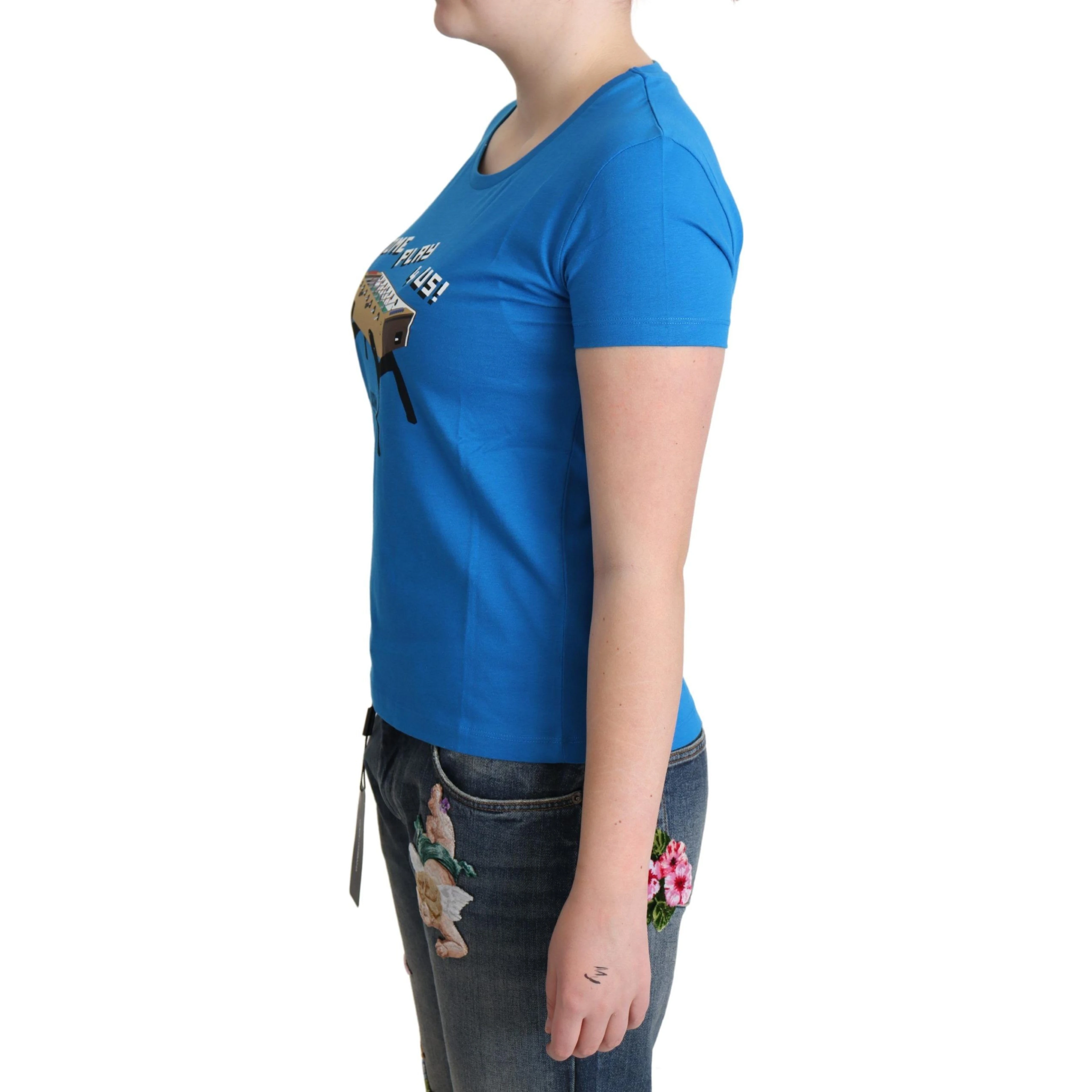 Blue Cotton Come Play 4 Us Print T-shirt
