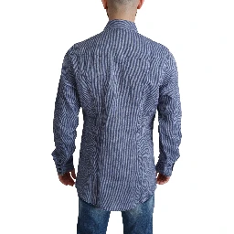 Blue Stripes Men Casual Button Down Shirt