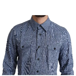 Blue Stripes Men Casual Button Down Shirt