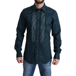 Blue Placket Cotton Dress Formal Shirt