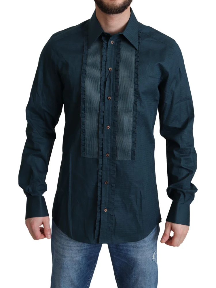 Blue Placket Cotton Dress Formal Shirt