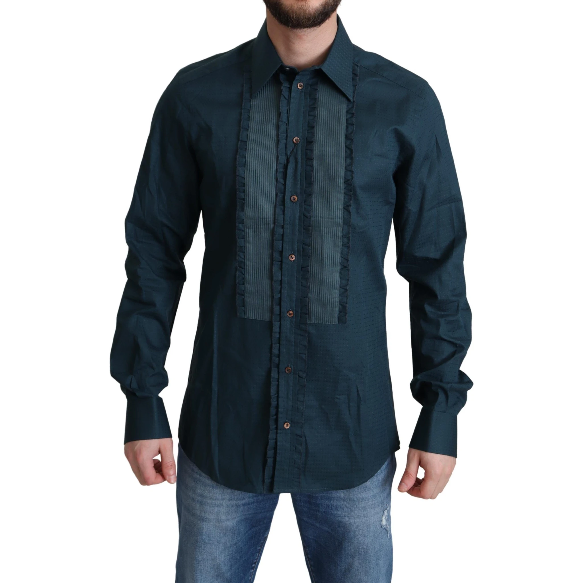 Blue Placket Cotton Dress Formal Shirt