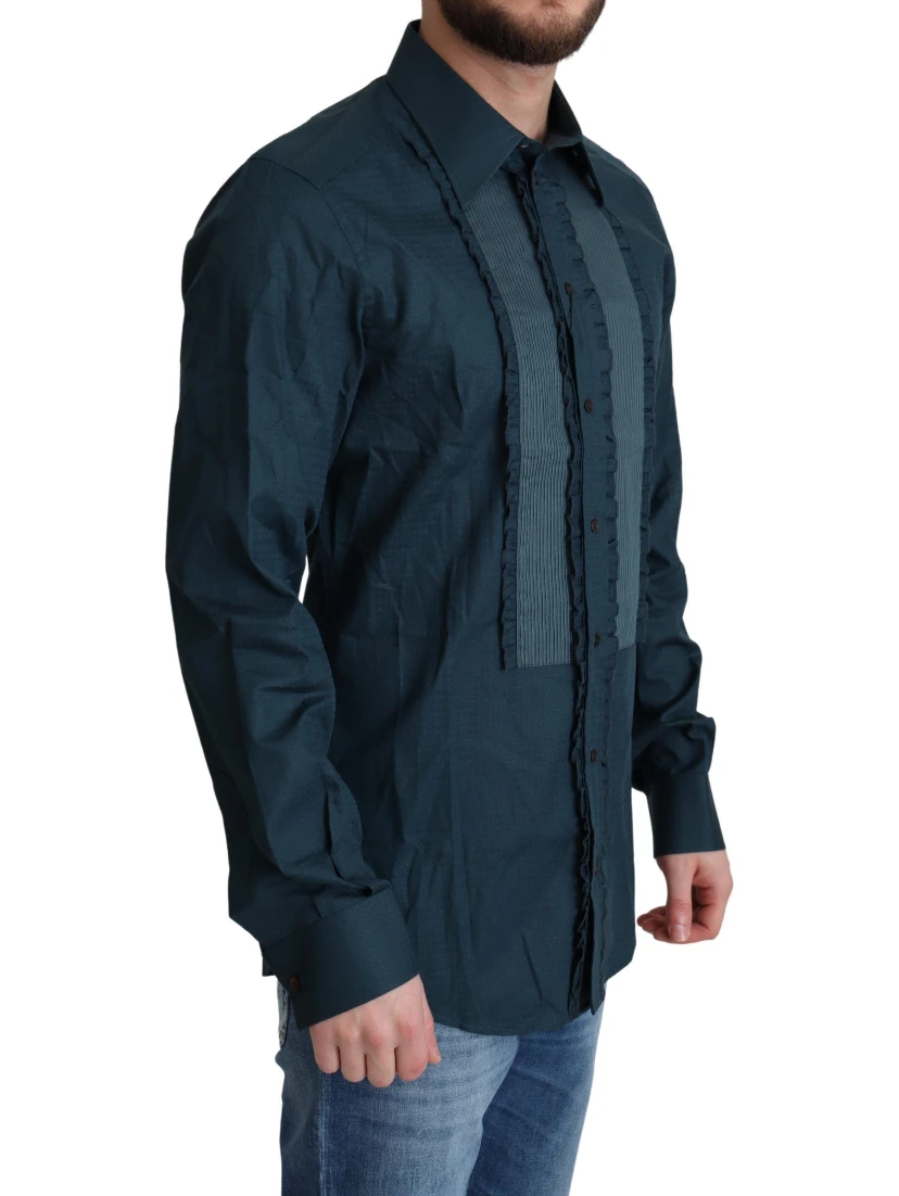 Blue Placket Cotton Dress Formal Shirt