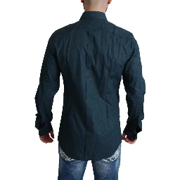 Blue Placket Cotton Dress Formal Shirt