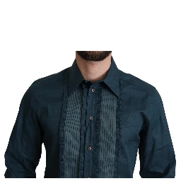 Blue Placket Cotton Dress Formal Shirt