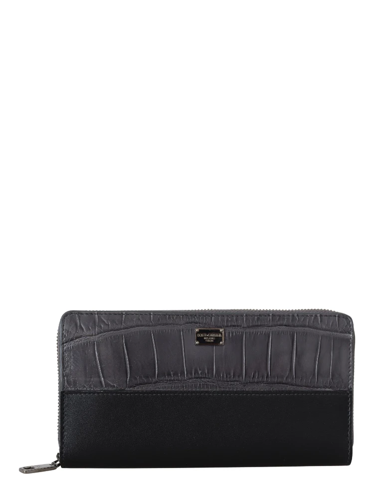 Black Zip Around Continental Clutch Leather Wallet