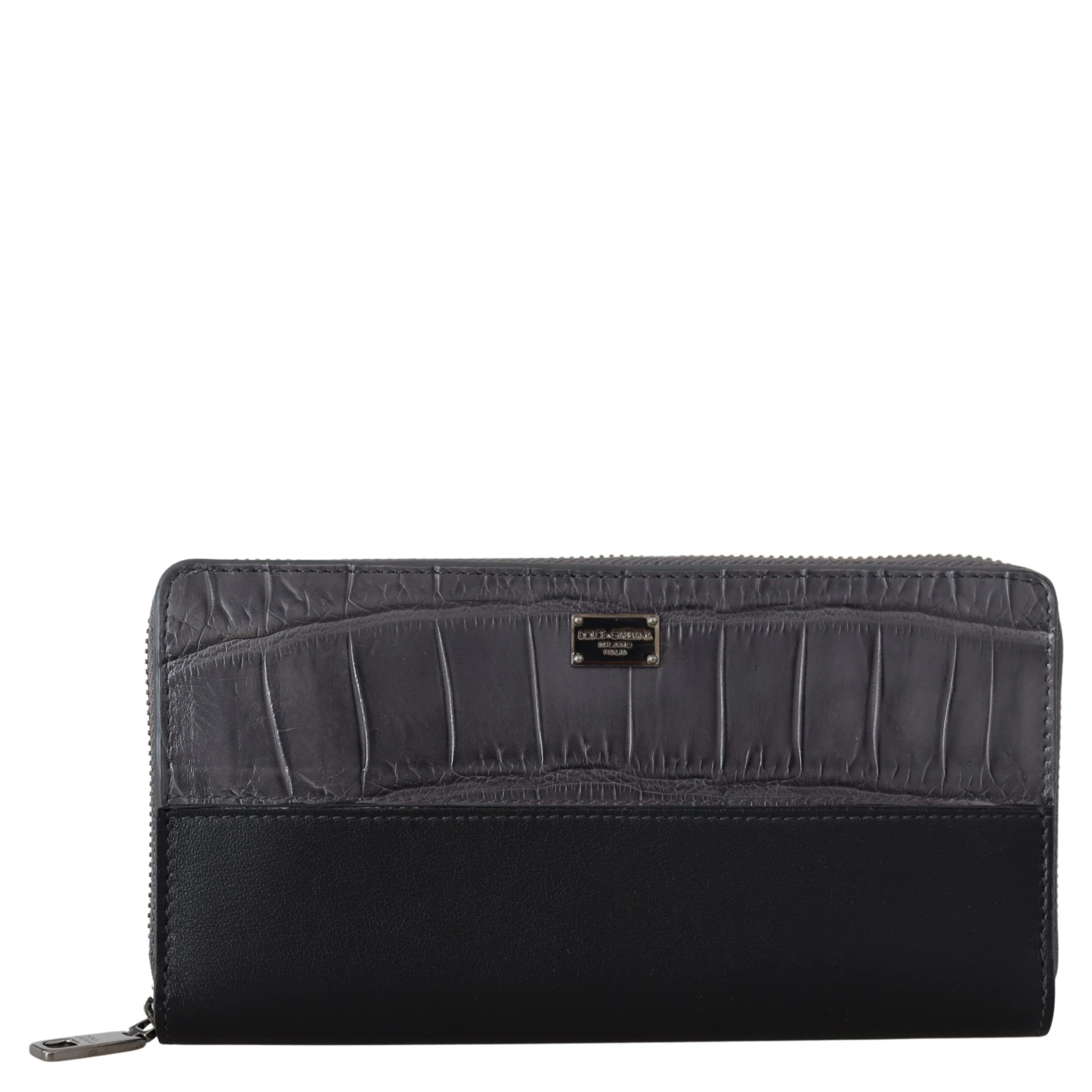 Black Zip Around Continental Clutch Leather Wallet