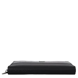Black Zip Around Continental Clutch Leather Wallet