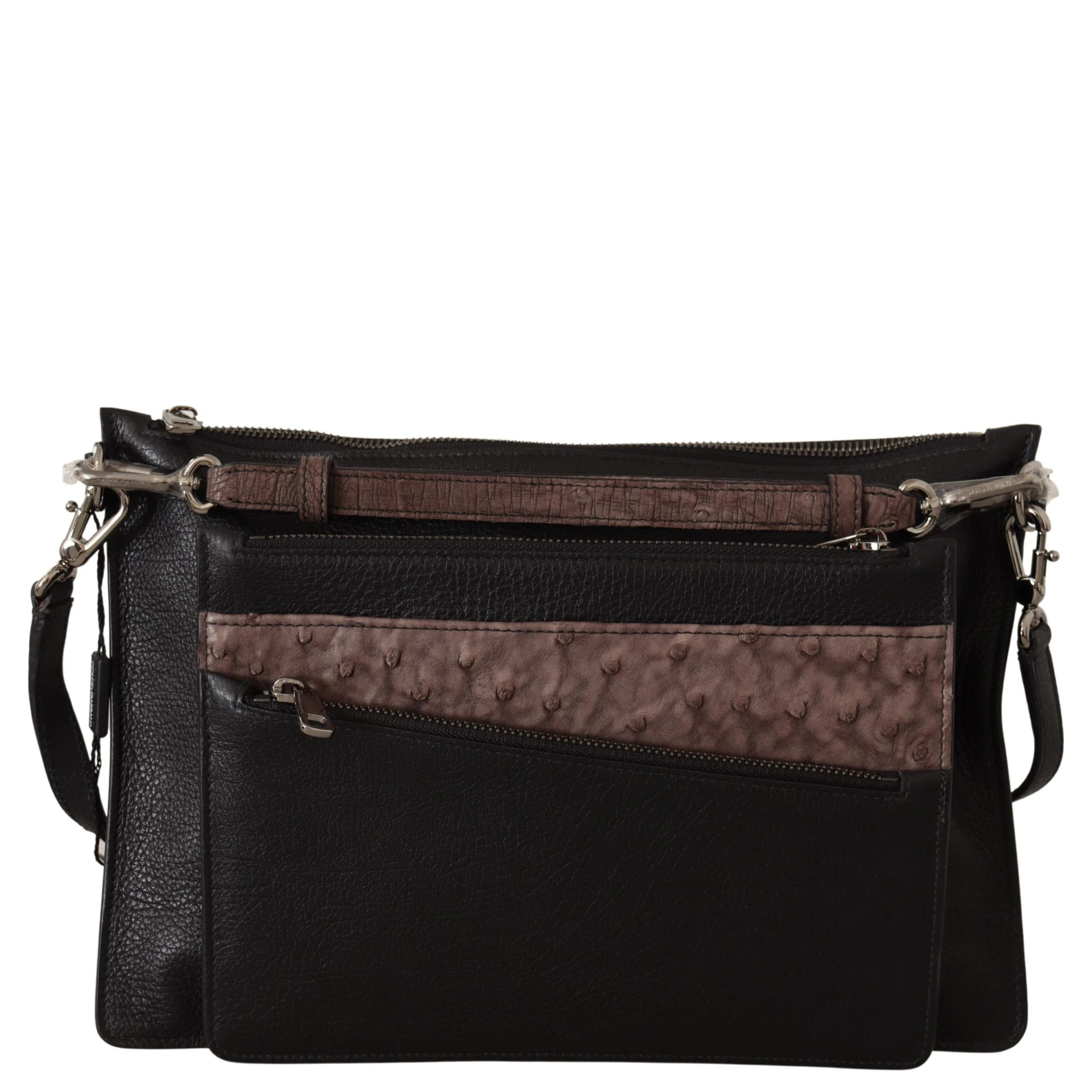 Black Exotic Leather Shoulder Sling Alta Sartoria Bag