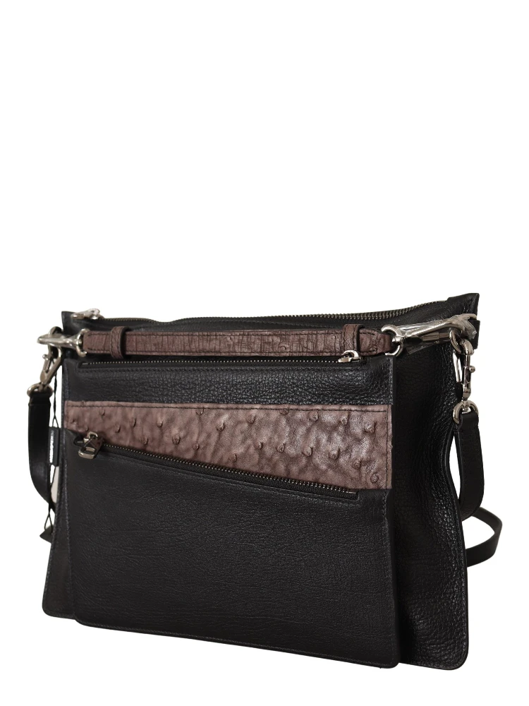 Black Exotic Leather Shoulder Sling Alta Sartoria Bag alternative