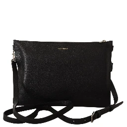 Black Exotic Leather Shoulder Sling Alta Sartoria Bag